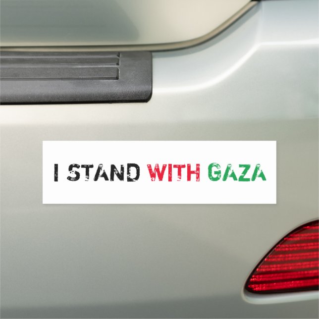 I stand with Gaza distressed grunge text white Car Magnet (In Situ)