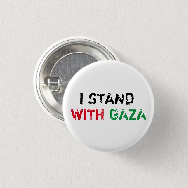 I stand with Gaza grunge distressed typography Button (Front & Back)