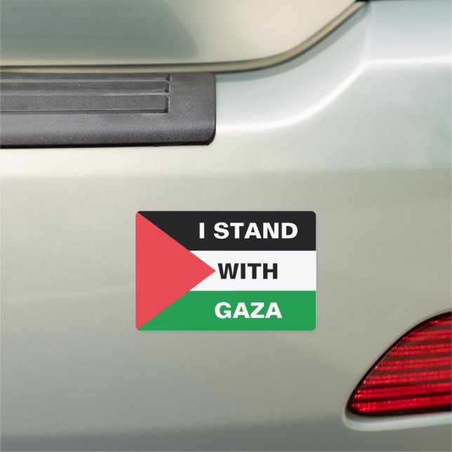 I stand with Gaza text Palestine flag custom Car Magnet (In Situ)