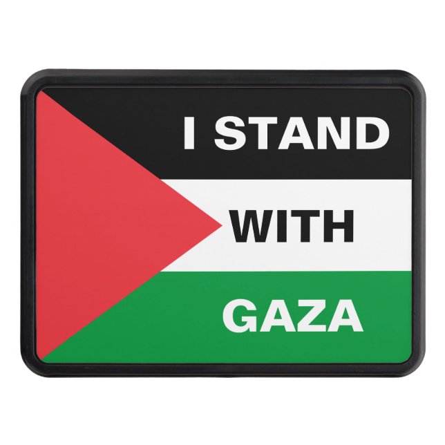 I stand with Gaza text Palestine flag custom Hitch Cover (Front)