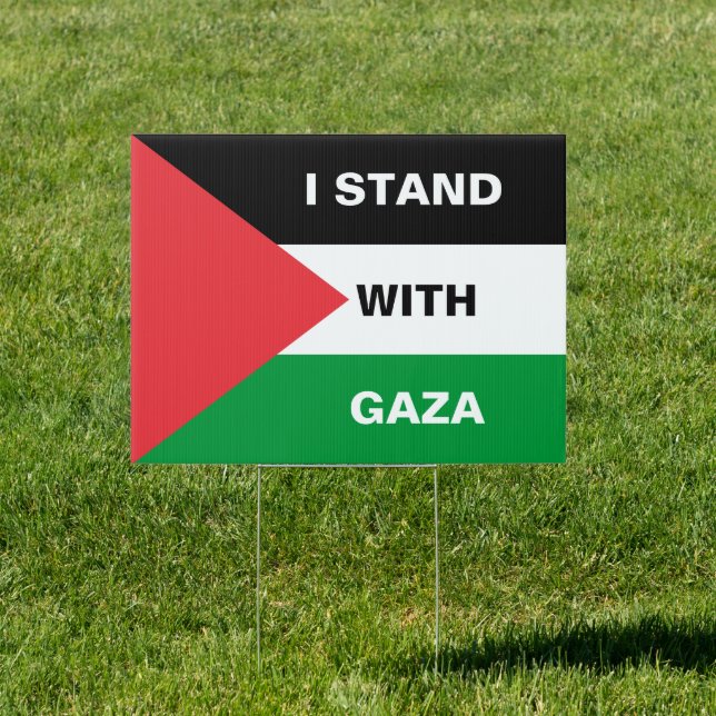 I stand with Gaza text Palestine flag Sign (Insitu)