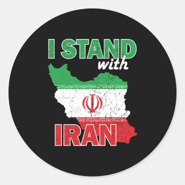 I stand with iran classic round sticker (Front)