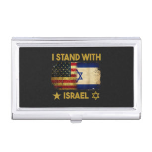 I Stand with Israel America Flag Business Card Case