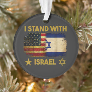 I Stand with Israel America Flag Ornament