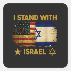 I Stand with Israel America Flag Square Sticker