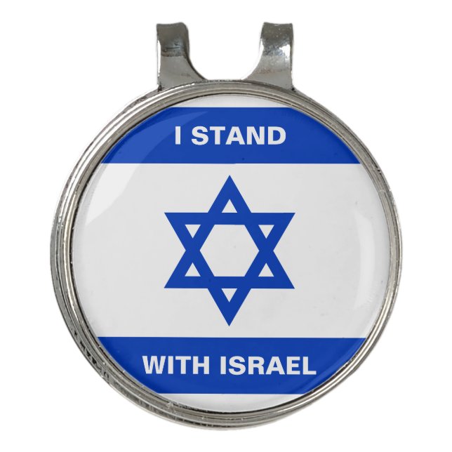 I stand with Israel custom text Israel flag Golf Hat Clip (Front)