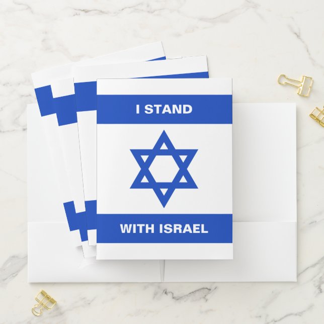 I stand with Israel custom text Israel flag Pocket Folder (In Situ)