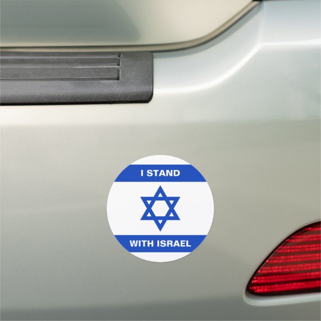 I stand with Israel custom text Israel flag round Car Magnet (In Situ)