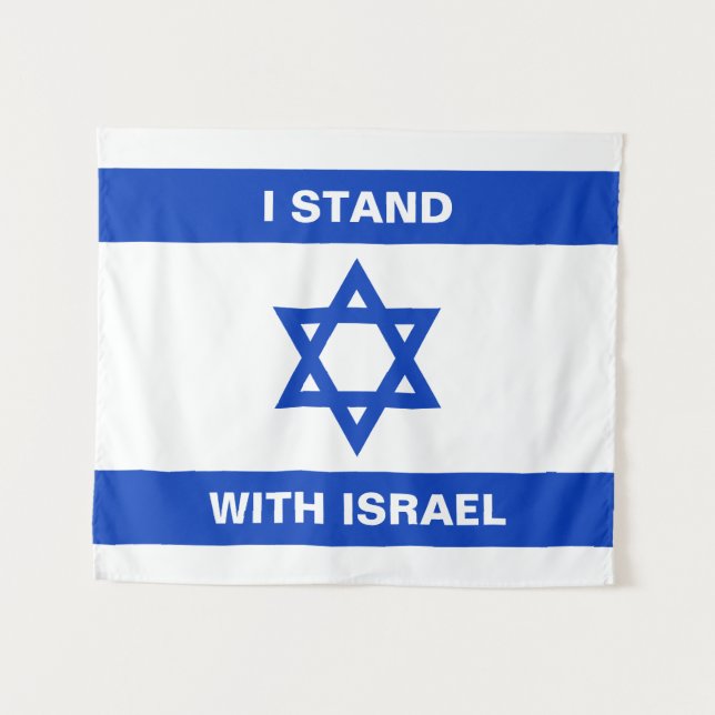 I stand with Israel custom text Israel flag Tapestry (Front (Horizontal))