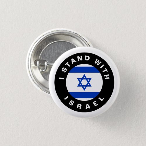 I Stand with Israel flag blue white and black Button