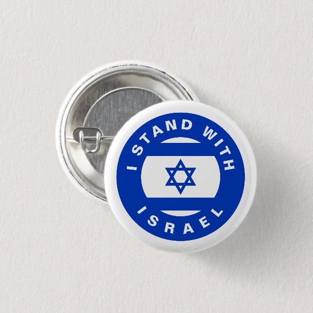 I Stand with Israel flag blue white typography Button (Front & Back)
