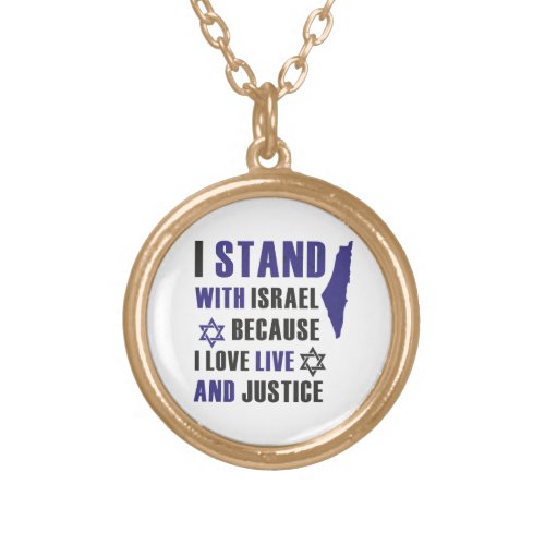 I stand with Israel  Gold Plated Necklace