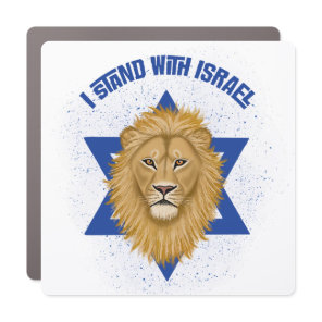 I Stand With Israel . Lion of Judah Star of David Car Magnet
