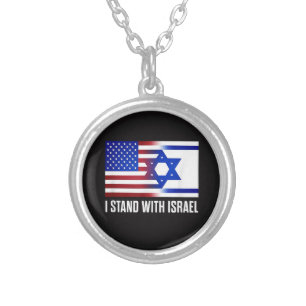 I Stand with Israel Patriotic Silver Plated Necklace