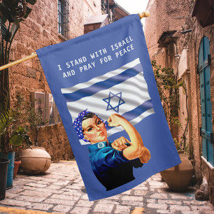 I Stand with Israel & Pray for Peace Vintage Rosie House Flag