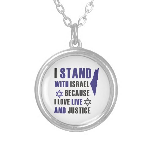 I stand with Israel  Silver Plated Necklace