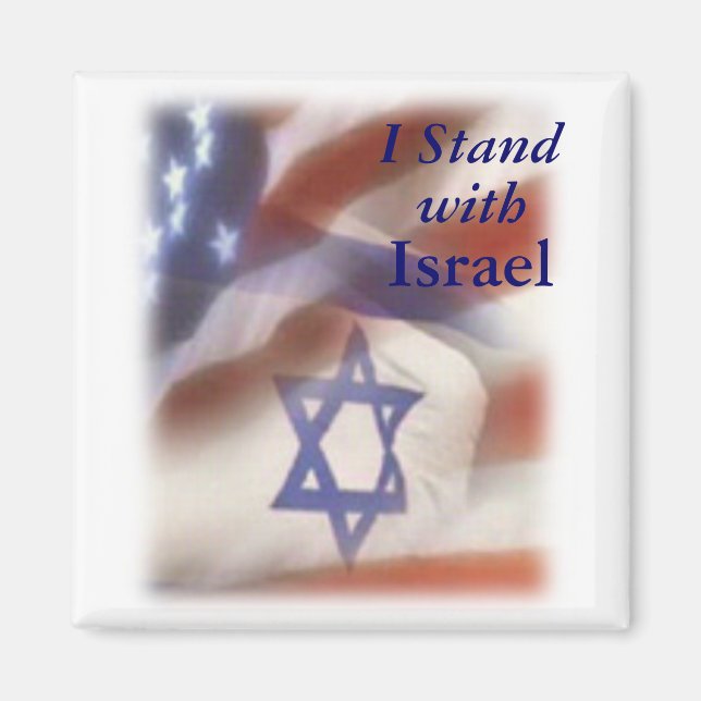 I Stand with Israel Star of David on Flag Magnet (Front)