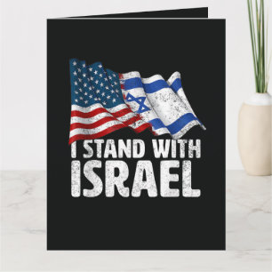 I Stand With Israel USA American Flag Card