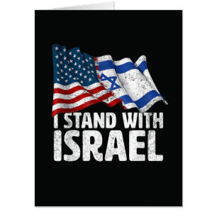 I Stand With Israel USA American Flag Card