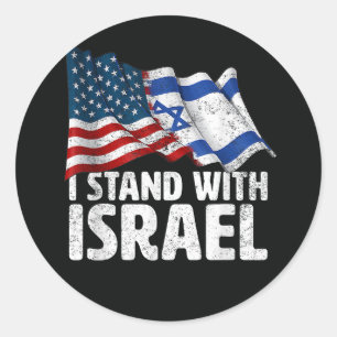 I Stand With Israel USA American Flag Classic Round Sticker