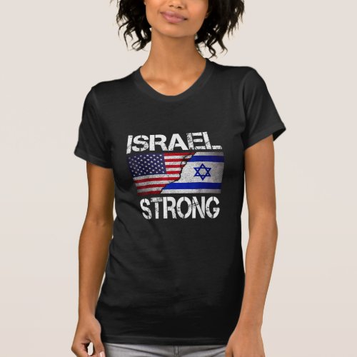 I Stand With Israel USA American Flag Israel Flag  T_Shirt