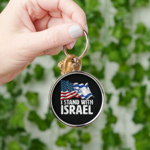 I Stand With Israel USA American Flag  Keychain