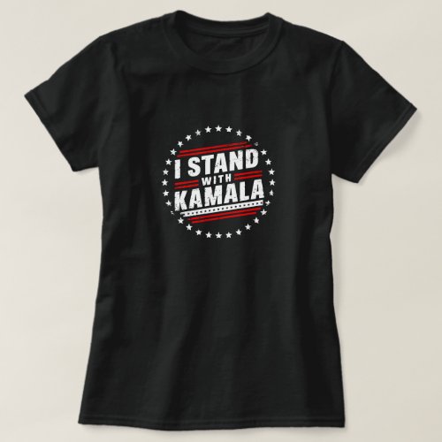 I Stand with Kamala Retro Vintage Distressed Style T_Shirt