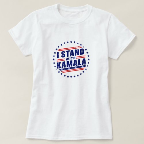 I Stand with Kamala Retro Vintage Distressed Style T_Shirt