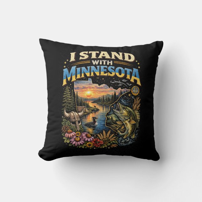 I Stand With Minnesota Throw Pillow (Front)