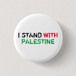 I stand with Palestine black red green typography  Button