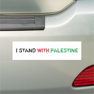 I stand with Palestine black red green white text Car Magnet