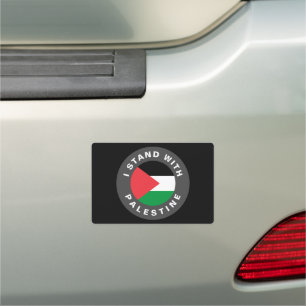 I Stand with Palestine custom text and flag black Car Magnet
