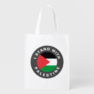 I Stand with Palestine custom text and flag Grocery Bag