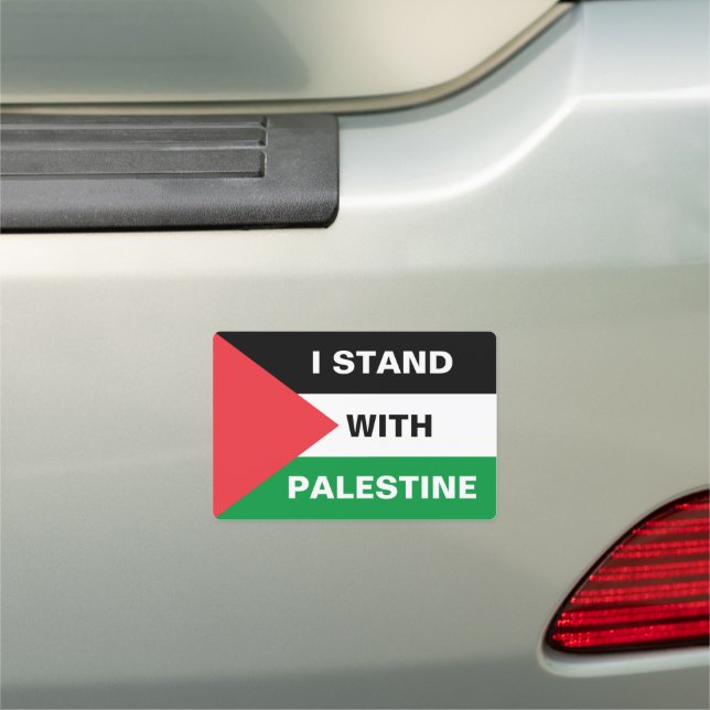 I stand with Palestine custom text Palestine flag Car Magnet (In Situ)