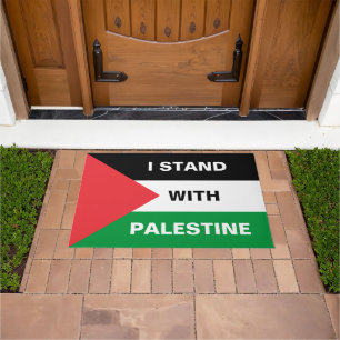 I stand with Palestine custom text Palestine flag Doormat