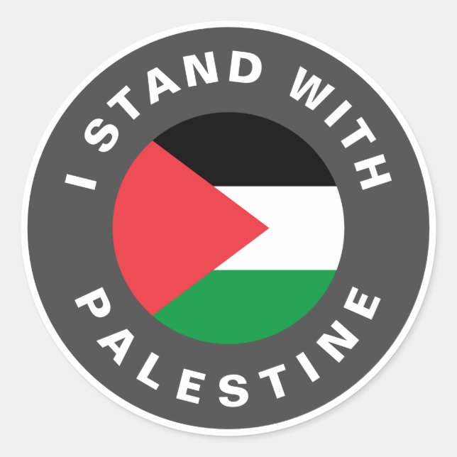 I Stand with Palestine flag custom text Classic Round Sticker (Front)