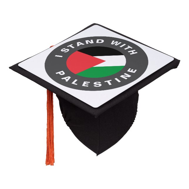 I Stand with Palestine flag custom text Graduation Cap Topper (Angled)