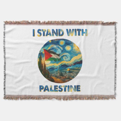 I Stand with Palestine Throw Blanket