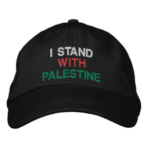 I stand with Palestine white red green black text Embroidered Baseball Cap
