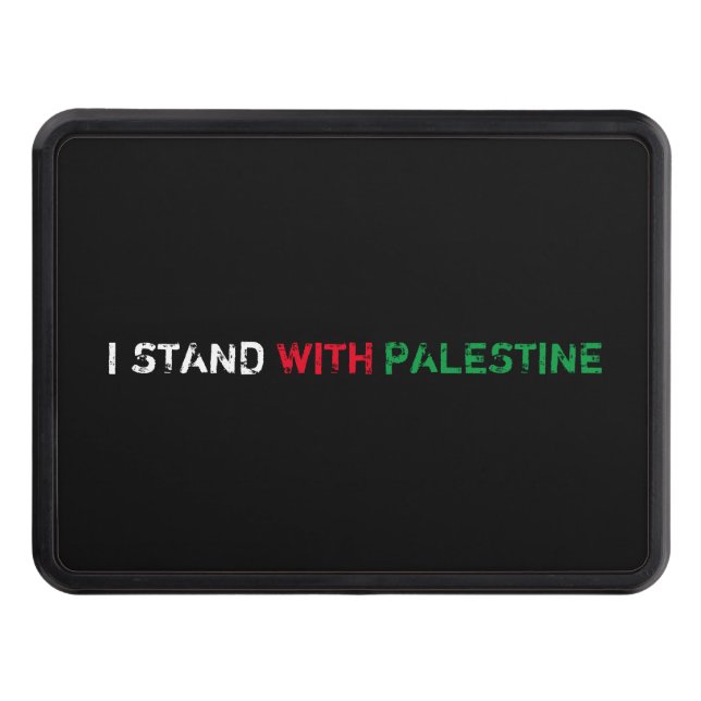 I stand with Palestine white red green black text Hitch Cover (Front)