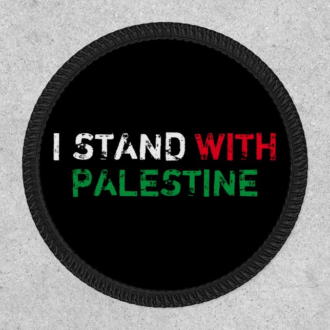 I stand with Palestine white red green typography Patch (Front)
