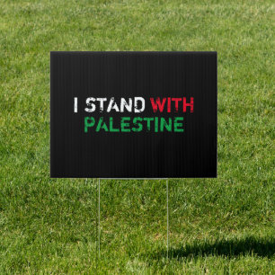 I stand with Palestine white red green typography Sign