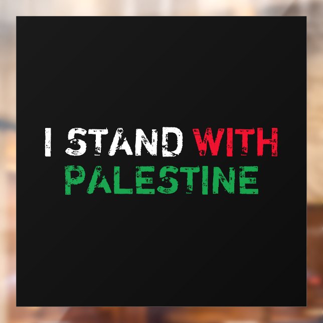 I stand with Palestine white red green typography Window Cling (Sheet 2)