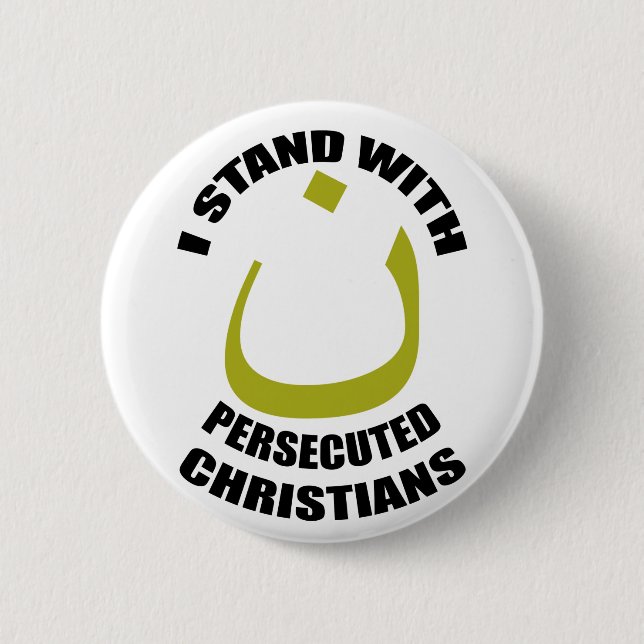 I Stand With Persecuted Christians Arabic Nun Button (Front)