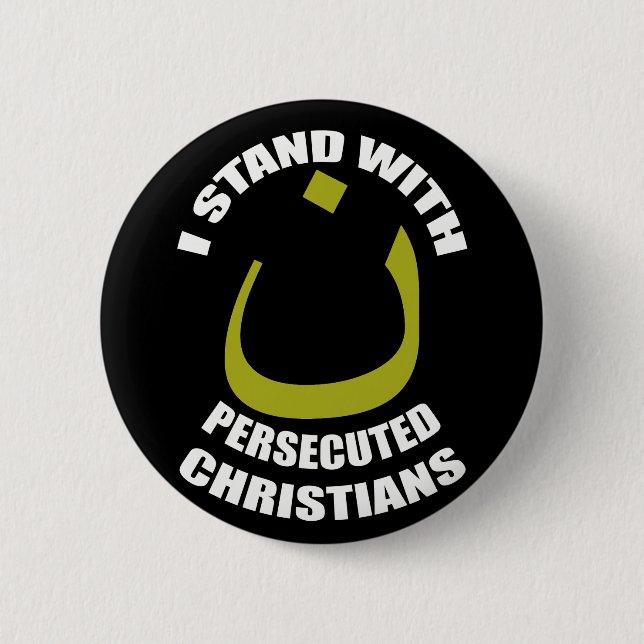 I Stand With Persecuted Christians Arabic Nun Pinback Button (Front)