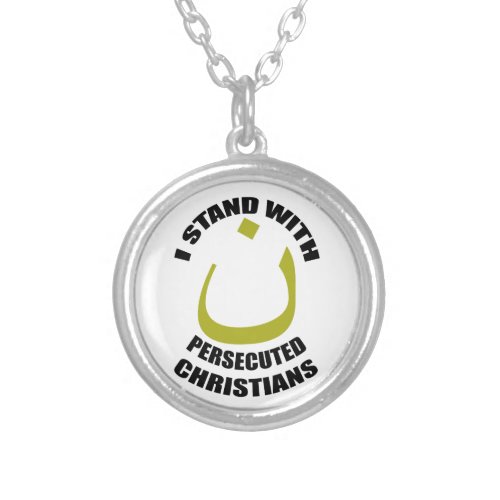 I Stand With Persecuted Christians Arabic Nun Silver Plated Necklace