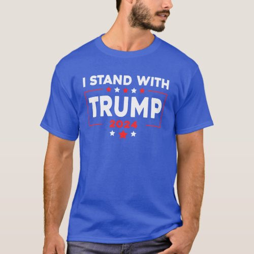 I Stand With President Trump Usa Flag Pro Trump  T_Shirt