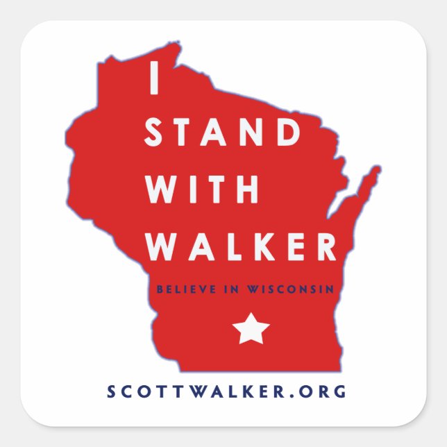I Stand With Scott Walker Square Sticker (Front)