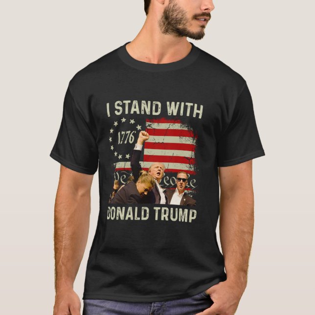 I Stand With Trump Funny Trump 2024 T Shirt (Front)
