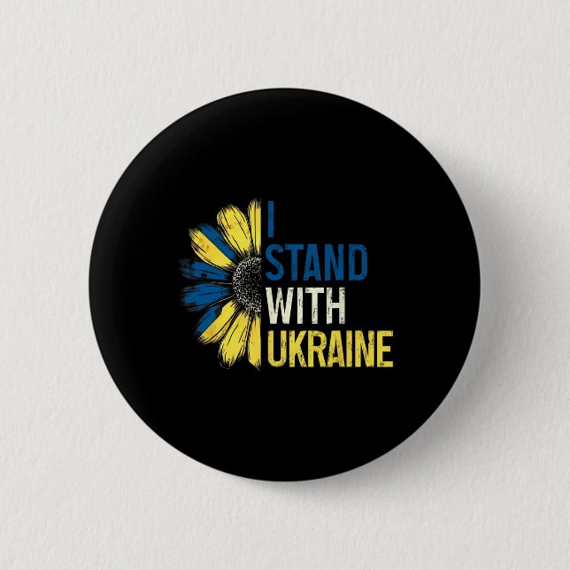 I Stand With Ukraine 2025 Shirts Ukrainian Flag Fr Button (Front)